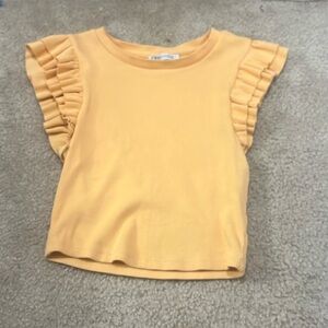 zara ruffled top creamsicle orange